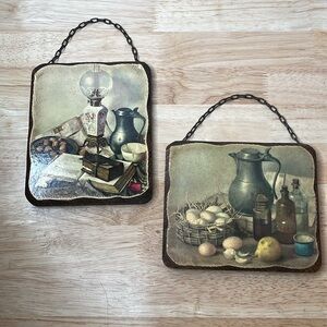 Vtg Wood Wall Plaque Retro Decor Hanging Art Henk B still life art